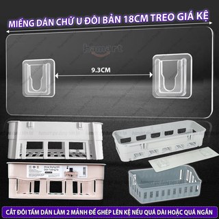  Miếng Dán Chữ U Đôi 18CM Hamart Thay Thế Kệ Nhựa Vuông Giá Treo Tường Chữ Nhật Phòng Tắm Siêu Dính 
