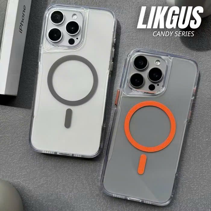 Ốp Lưng Cứng Trong Suốt LIKGUS Candy Clear Case Chống Ố Vàng Hỗ Trợ Sạc Không Dây iPhone 16 Pro Max 