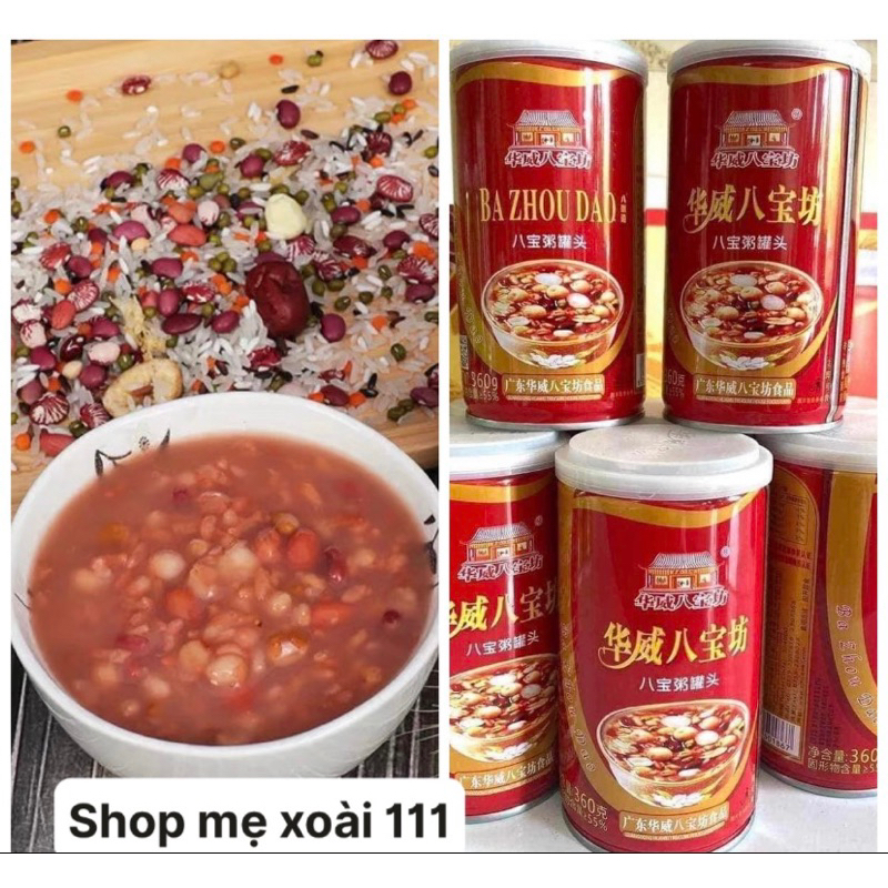 Cháo sen bát bảo Trung Quốc cháo ăn liền (1 thùng-12 lon 360g)