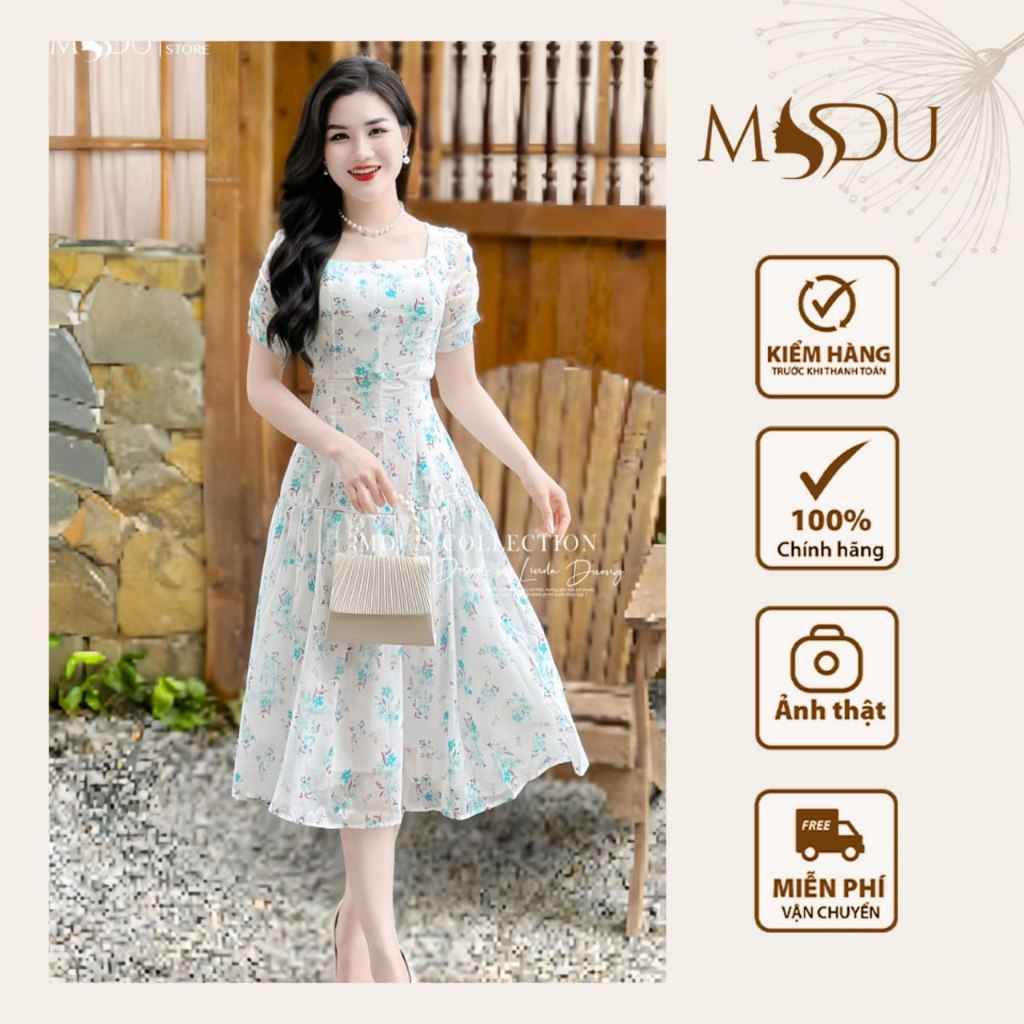 Váy Thiết Kế MDU2840 Dáng Xòe Nhẹ Nhàng Họa Tiết Hoa Nhí Bắt Mắt Từ MDU K66-D2-4