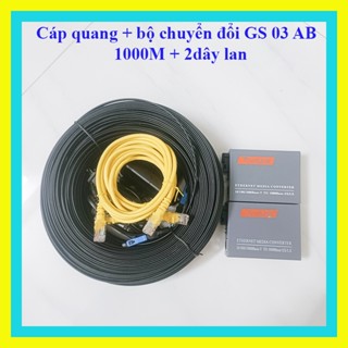  Combo cáp quang + converter 1000mbp FL telecom cáp bấm sẵn 2 đầu CVT HTB GS03AB tặng kèm 2 dây lan 