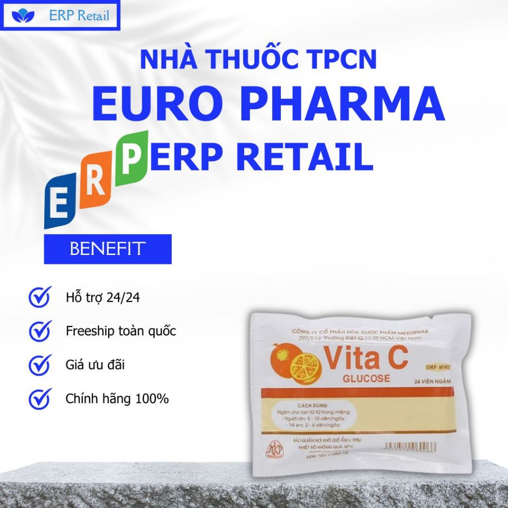 Kẹo c, Kẹo cam Vita C glucose  24 viên ngậm - Bổ sung Vitamin C, tăng đề kháng