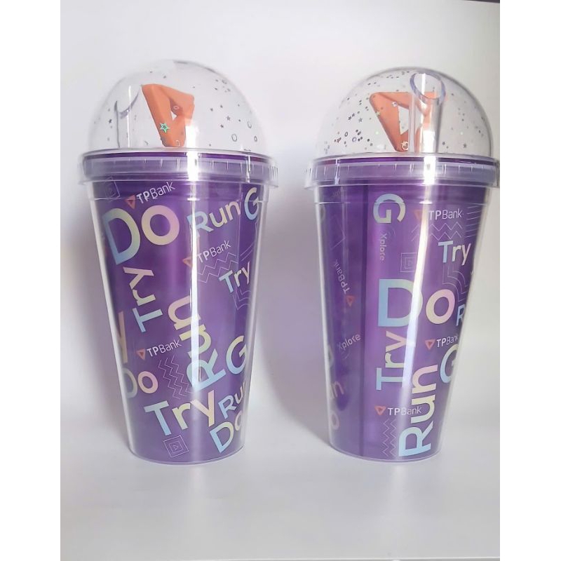 Ly nhựa trong suốt 2 lớp cách nhiệt quà tặng.