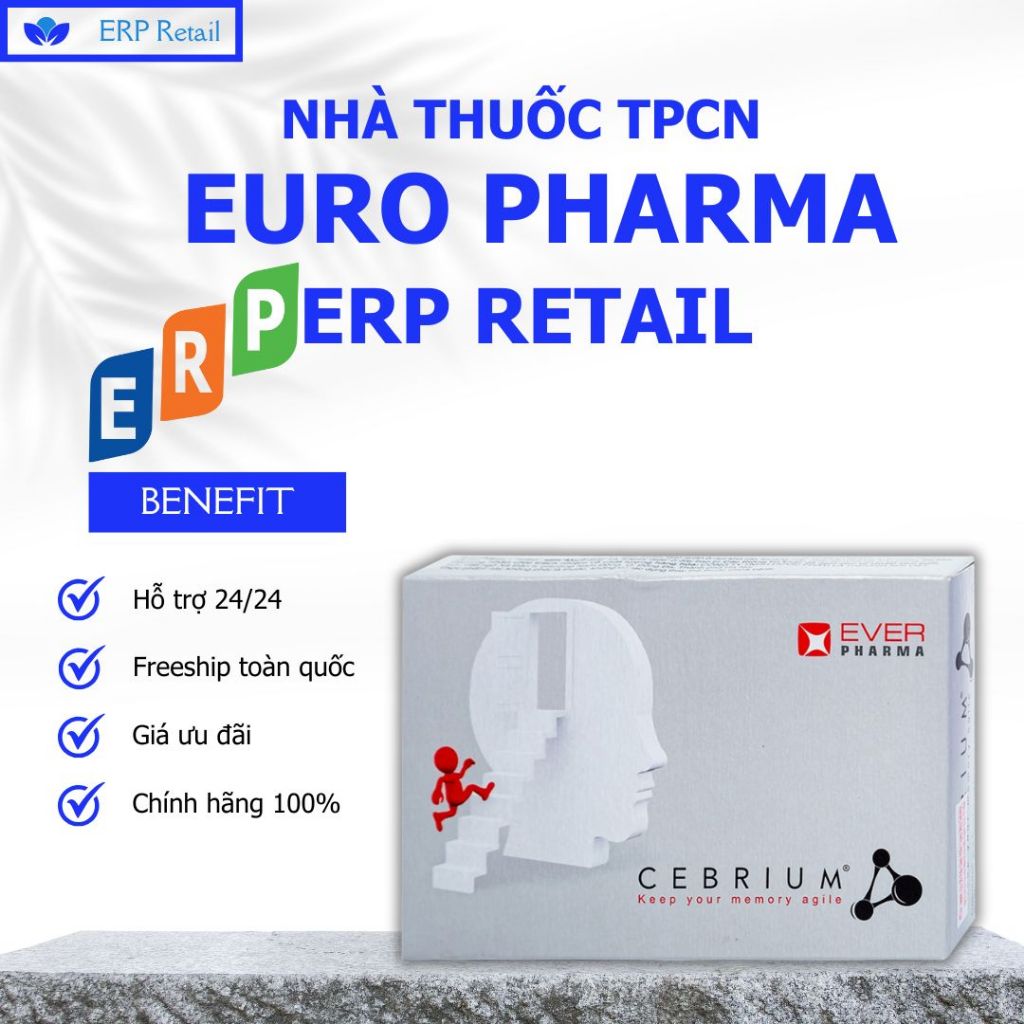 Viên uống Cebrium Ever Pharma hỗ trợ tăng khả năng tập trung, cải thiện trí nhớ (3 vỉ x 10 viên)