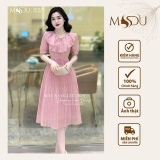 Váy Tơ Óng MDU2234 Gam Màu Hồng Pastel Thiết Kế Chiết Eo Và Dập Ly Từ MDU K64-D2-3