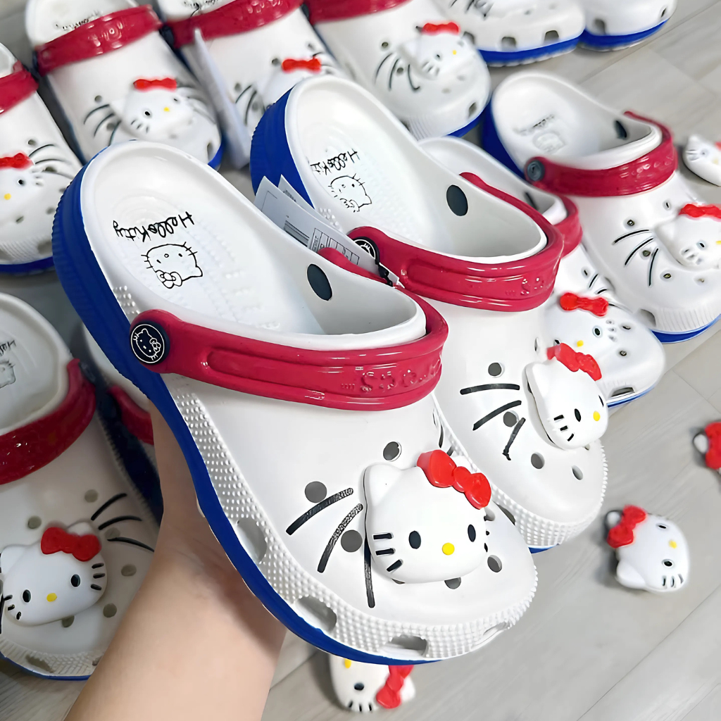 Dép Cross Nữ Hello Kitty Classic Clog Mèo Dễ Thương - Tặng Kèm Sticker Hello Kitty