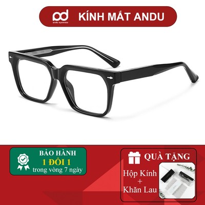 Gọng kính cận thời trang nam nữ ANDU dáng vuông bản to cá tính, nhựa cốt kim loại - 86AD40