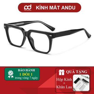  Gọng kính cận thời trang nam nữ ANDU dáng vuông bản to cá tính nhựa cốt kim loại - 86AD40 