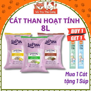 Cát vệ sinh đất sét than hoạt tính LAPAW 8L siêu khử mùi, ít bụi, vón cục tốt