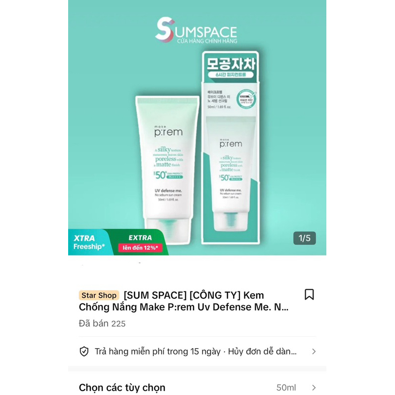 KEM CHỐNG NẮNG MAKE PREM-BẢN XANH LÁ