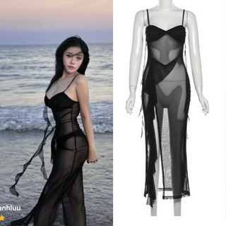Váy đầm lưới tua rua đi biển sexy co giãn thoải mái V04