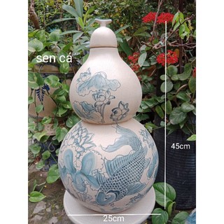 Hồ lô 10lit men rạn, gốm sứ Bát Tràng