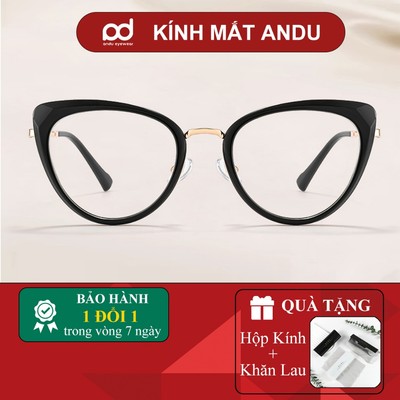 Gọng kính thời trang nữ ANDU dáng mắt mèo retro vintage sang chảnh chất liệu kim loại - 71AD28
