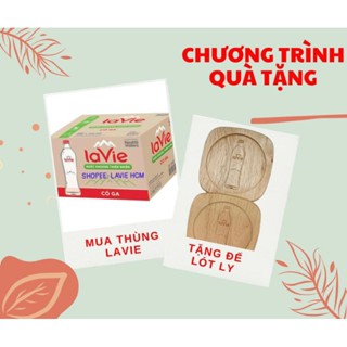 Nước khoáng thiên nhiên LaVie chai thủy tinh 450ml có ga (20 chai/thùng) tặng kèm lót ly gỗ