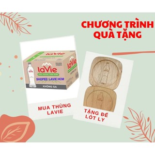 Nước khoáng thiên nhiên LaVie chai thủy tinh 450ml không ga (20 chai/thùng) tặng kèm lót ly gỗ