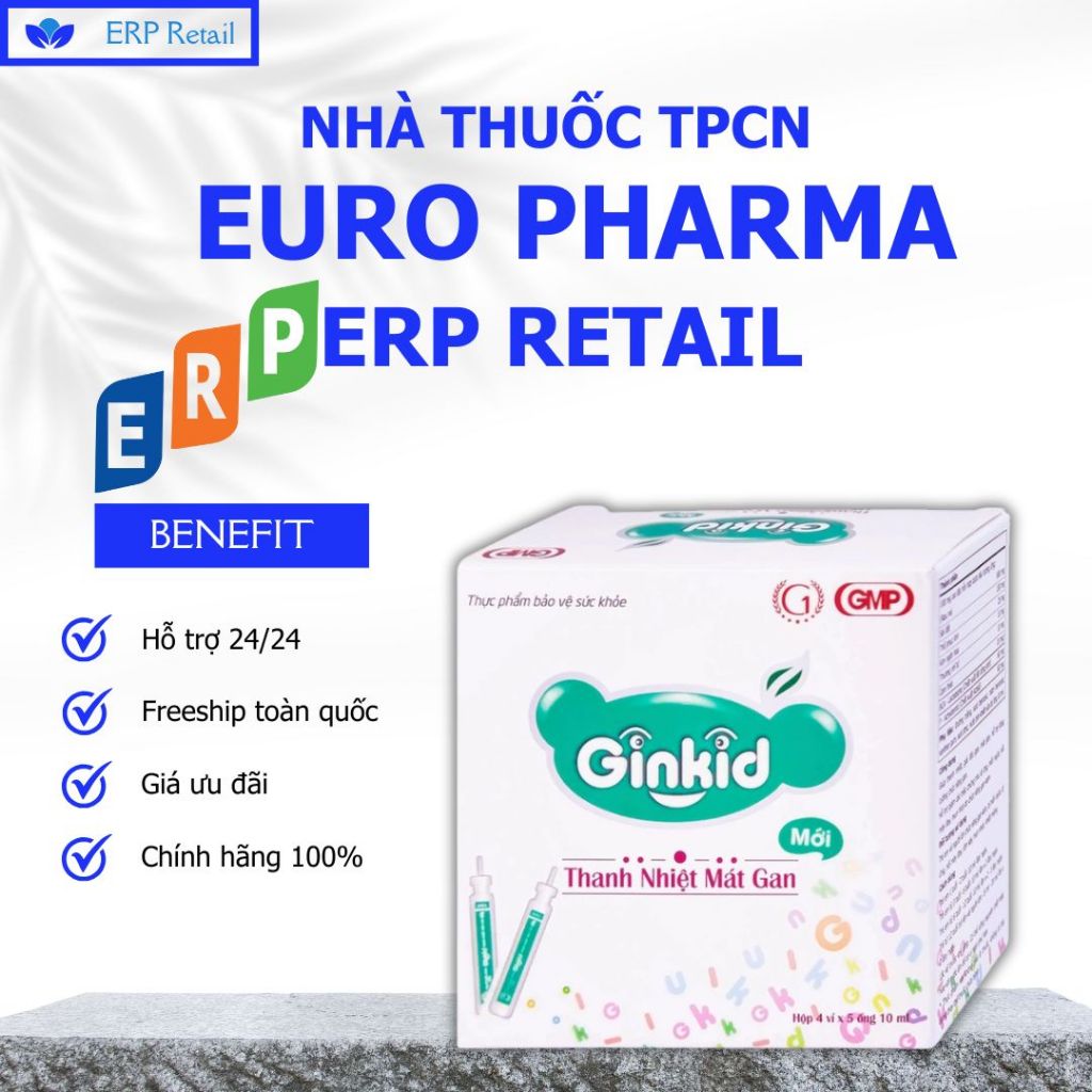 Siro Ginkid GINIC thanh nhiệt mát gan (4 vỉ x 5 ống x 10ml) - Nhà thuốc TPCN Euro Pharma