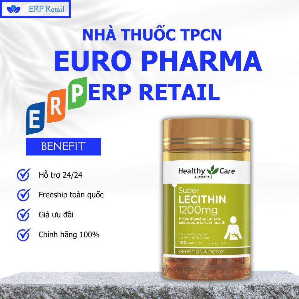 Mầm đậu nành tăng vòng 1, mầm đậu nành healthy care super lecithin 1200mg 100 viên [Chính hãng Úc]