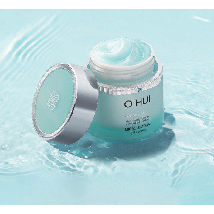 Kem Ohui xanh dưỡng cấp nước, kiềm dầu, giảm mụn cho da dầu Ohui Miracle Aqua Gel Cream hũ 50ml