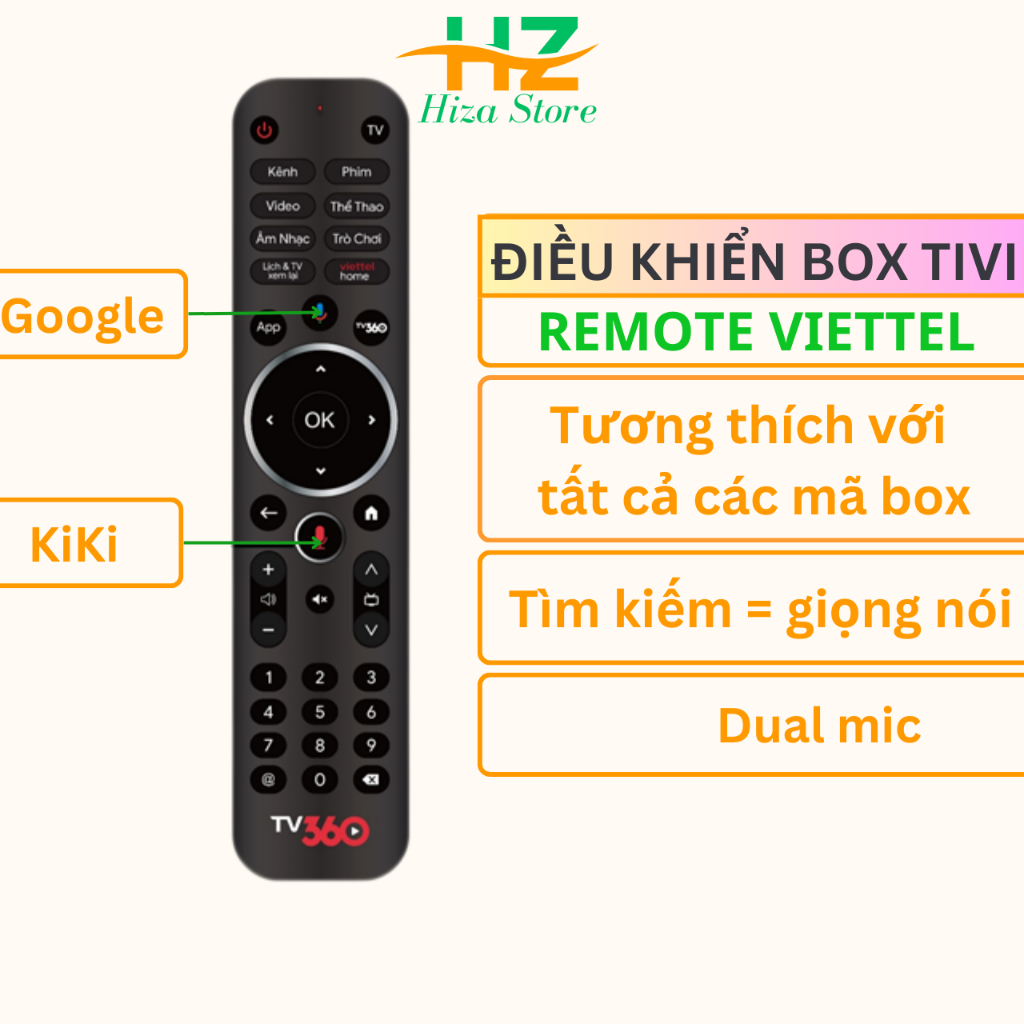 Remote từ xa cho android tivi box Viettel tv360 dùng được cho tất cả các mã box của viettel