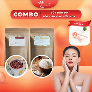 Combo đậu đỏ cám gạo sữa non dưỡng sáng thu nhỏ lỗ chân lông tẩy tế bào 500g tinhhoaviet