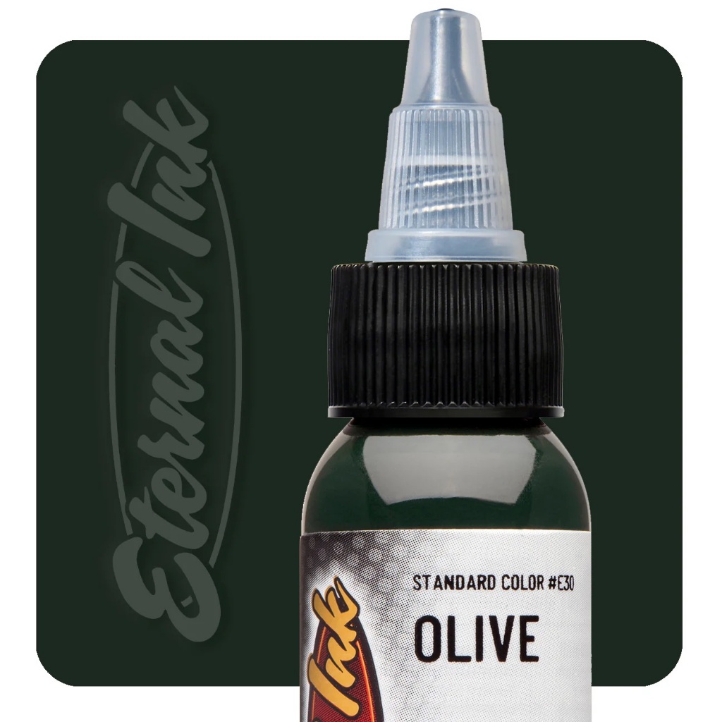 Mực xăm Eternal Olive chính hãng màu xanh olive trầm lên màu đẹp dung tích 30ml cho thợ xăm