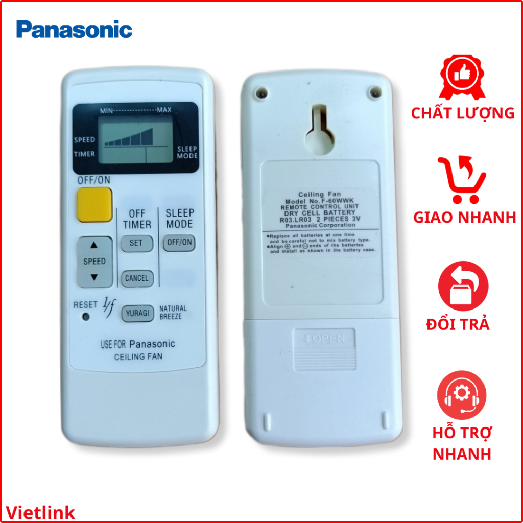 Điều khiển / Remote quạt trần Panasonic 5 cánh