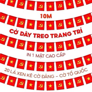 Sỉ 10 cuộn 100m cờ dây Đảng -Tổ Quốc xen kẽ đẹp