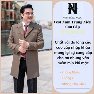 Áo Mangto Nam Trung Niên Chất Liệu Dạ Lông Cừu Nhập Khẩu, Áo Choàng Nam Dáng Dài Cao Cấp