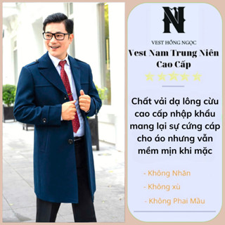 Măng Tô Nam Trung Niên Chất Liệu Dạ Lông Cừu Nhập Khẩu, Áo Dạ Nam Dáng Dài Cao Cấp