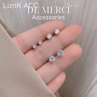 Khuyên tai nữ bạc đính đá lấp lánh nhiều kích cỡ unisex De Merci Accessories