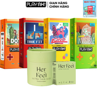 Bao Cao Su PlayAh Super Invisible Siêu Mỏng, Nhiều Gel, Kéo Dài Thời Gian, Có Gai Hộp 10 chiếc bcs