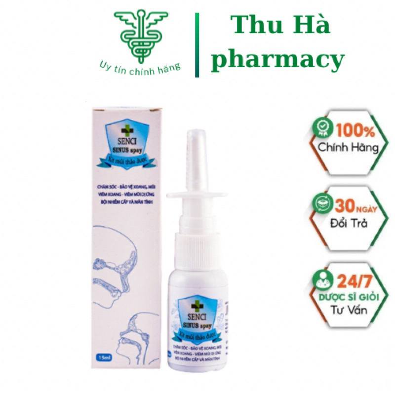 SENCI SINUS spay hỗ trợ viêm xoang dị ứng, chai xịt 15ml