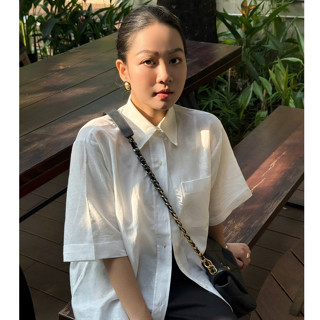 Áo sơmi tay lửng form suông có túi URATV