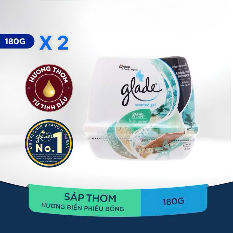 Combo 2 cục sáp thơm phòng Glade 180g hương biển phiêu bồng