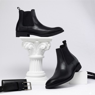 Giày Chelsea Boot Nam Mũi Nhọn Da Nguyên Tấm J1, Giày Boot Nam Da Tấm Đế Tăng Chiều Cao