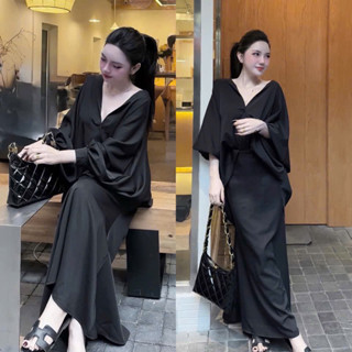  Set áo thụng cánh rơi và chân váy suông dài SL1 