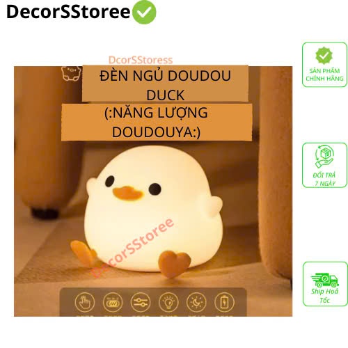 Đèn Ngủ  Vịt Đậu Đậu Để Bàn Cảm Ứng Tích Điện, Đèn Led Decor Phòng Ngủ Kute silicon mềm kiểu dáng dễ thương trang trí