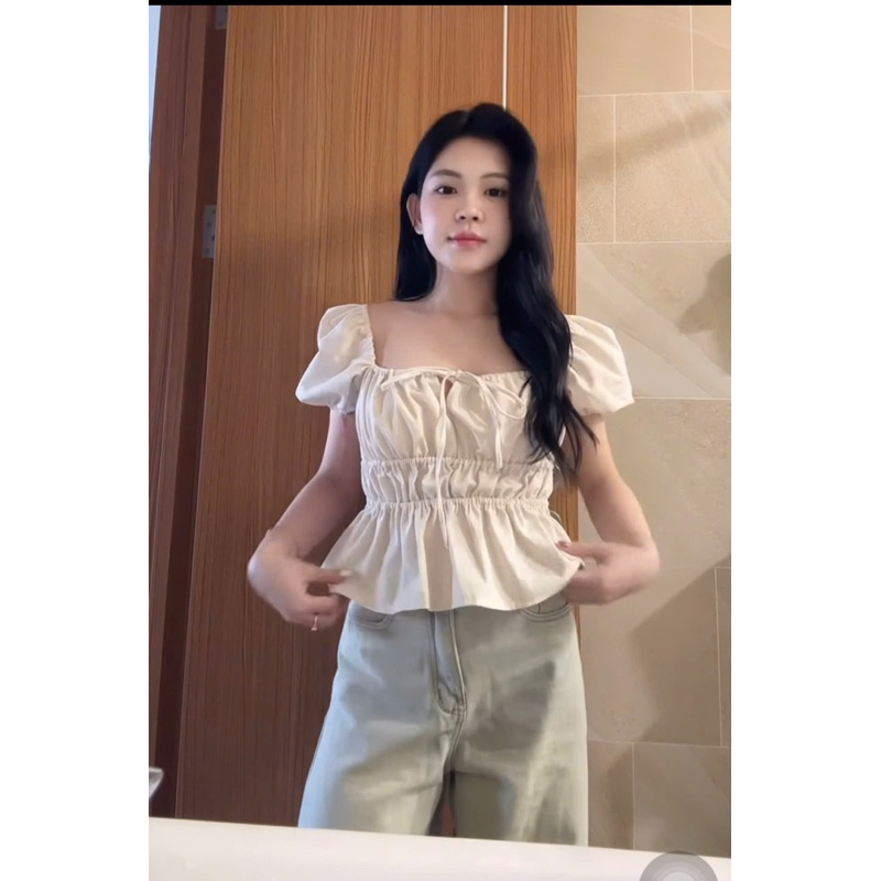 𝓫𝓾𝓷𝓷𝔂.𝓼𝓽𝓸𝓻𝓮•( Sẵn ) Áo Babydoll Linen Tay Phồng