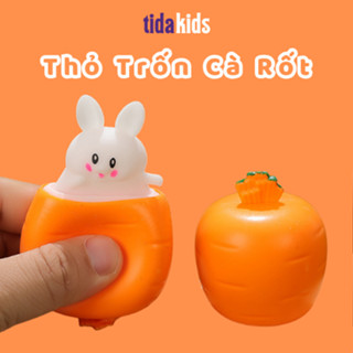 🐰 Đồ Chơi Thỏ Trốn Cà Rốt Squishy Mochi – Bóp Mềm, Xả Stress, Dễ Thương