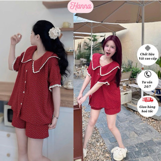 Đồ ngủ nữ phong cách tiểu thư bộ đồ ngủ cute dễ thương chất liệu vải cao cấp kết hợp ren ,lưới freesize dưới 60kg