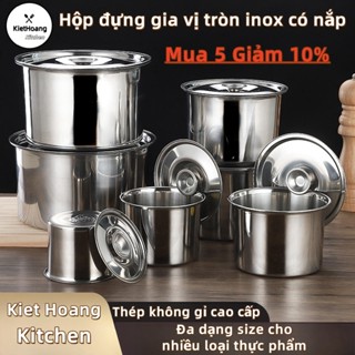 Hộp đựng gia vị inox có nắp 12-24cm, thố inox, âu inox dày dặn, an toàn vệ sinh,..