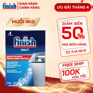 Muối rửa chén bát Finish Salt 4kg nhập khẩu Đức chống đóng cặn, làm mềm nước