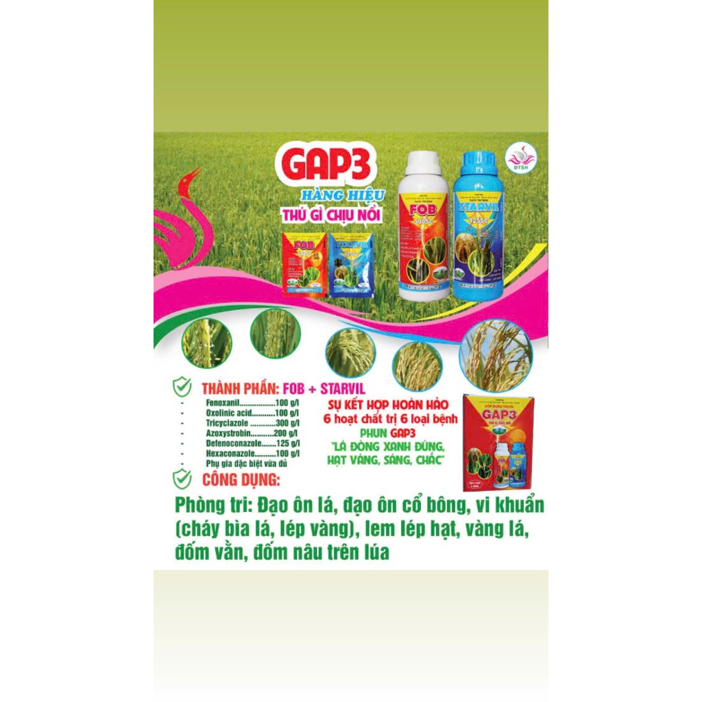 [ĐTSH] GAP3 [FOB 500SC + STARVIL 425SC] mỗi chai 300ml . đặc tri đạo ôn lá ( cháy lá), đạo ôn cổ bôn