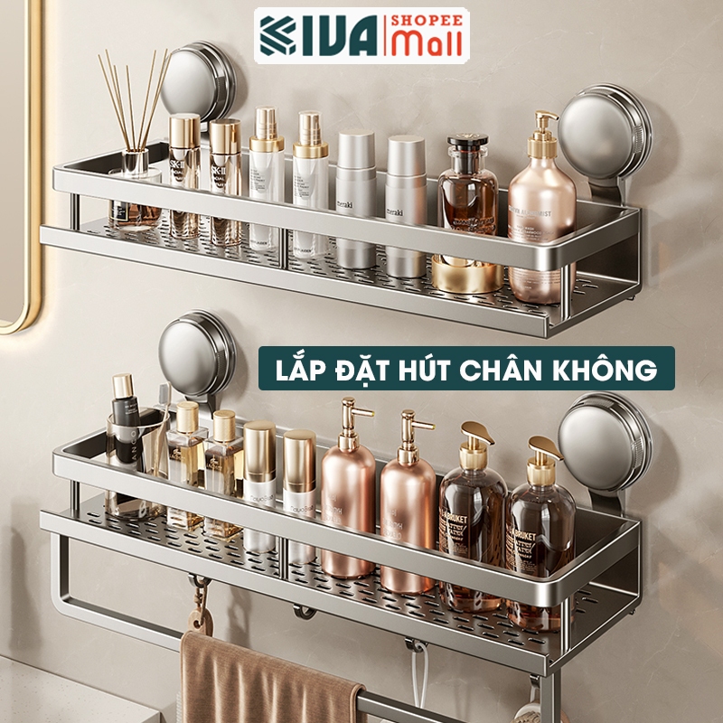 Kệ để đồ nhà tắm, phòng tắm KIVA, lắp đặt hút chân không, chất liệu nhôm hàng không.