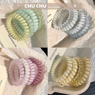 Set 4 dây buộc tóc lò xo, dây cột nhiều màu thời trang, phụ kiện tóc CHU CHU Mã#D20