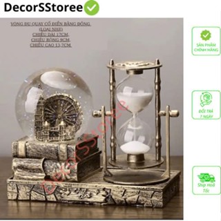 ĐỒNG HỒ CÁT, QUẢ CẦU PHA LÊ PHÁT SÁNG MÔ HÌNH THÁP RETRO CÓ HỘP NHẠC, QUÀ TẶNG SINH NHẬT, QUÀ LƯU NIỆM Ý NGHĨA