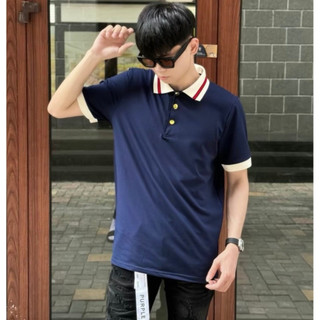  Áo Polo Nam Cổ Bẻ G.C Cotton Gai Cá Xấu Xanh Than Trơn Phối Cổ Chun Dệt Sọc Be Đỏ Cúc Vàng 