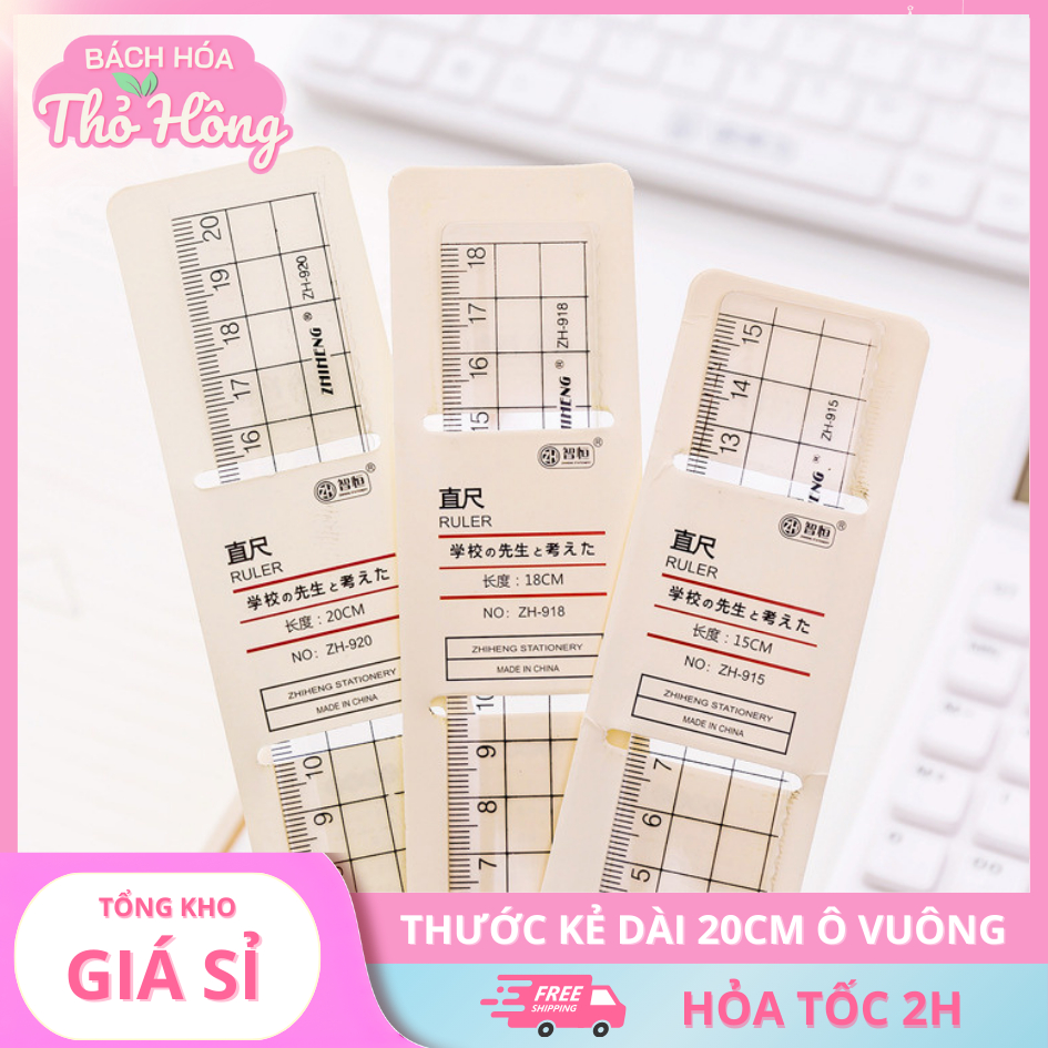 3 Thước Kẻ Dài 20Cm Ô Vuông