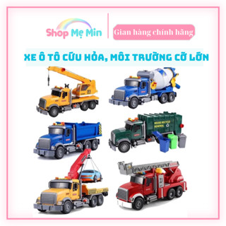 Xe ô tô đồ chơi trẻ em cỡ lớn cho bé trai mô hình cứu hỏa, cần cẩu, trộn bê tông, chở rác, cứu hộ, quà tặng cho bé