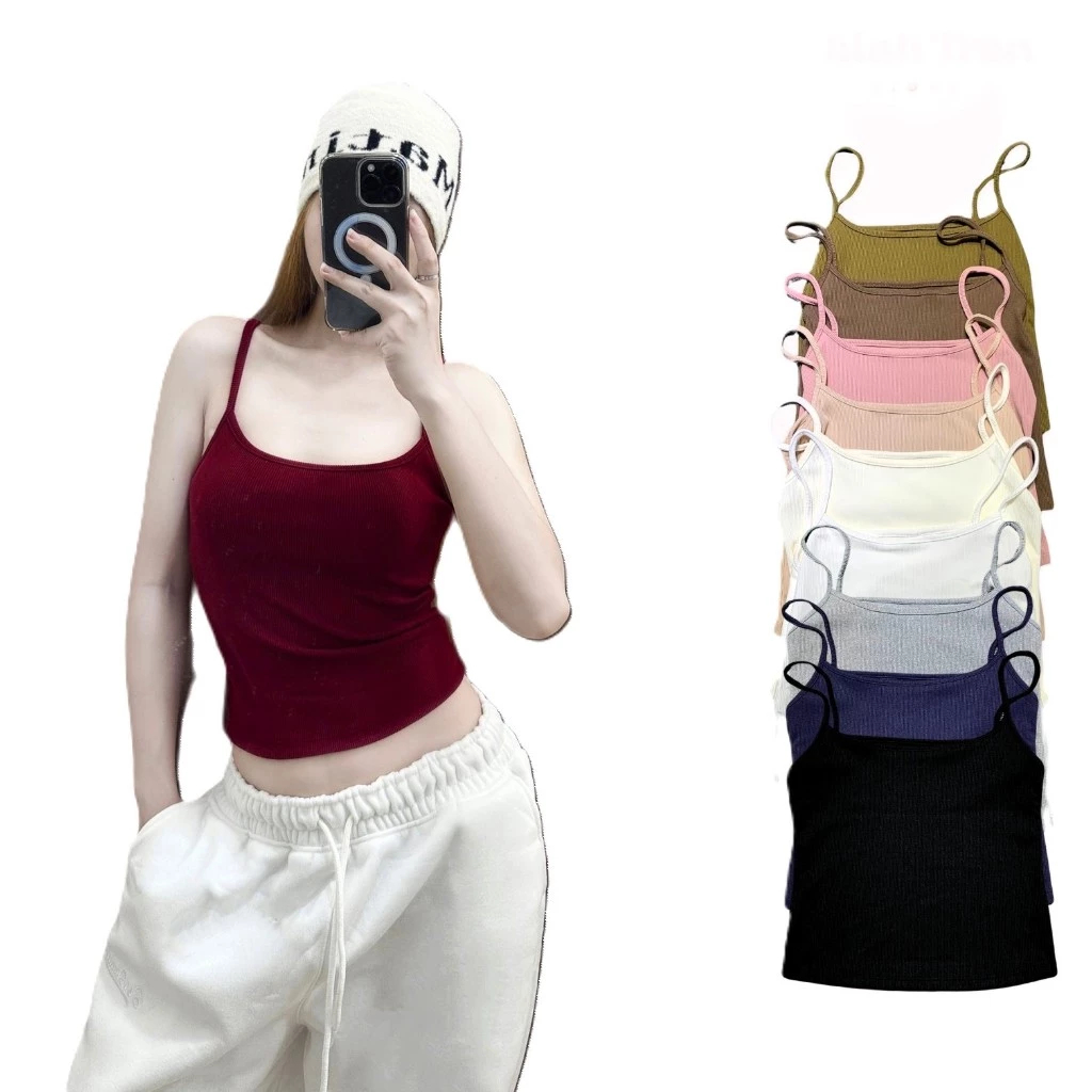 Áo Hai Dây Nữ Trơn Basic  Chất Thun Gân Mát Mẻ Sexy Cá Tính - Bun222 | BigBuy360 - bigbuy360.vn